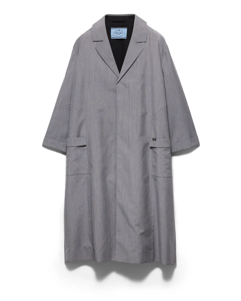 Prada Einreihiger Mantel Aus Leichtem Mohair, Damen, Grau, Größe Grau