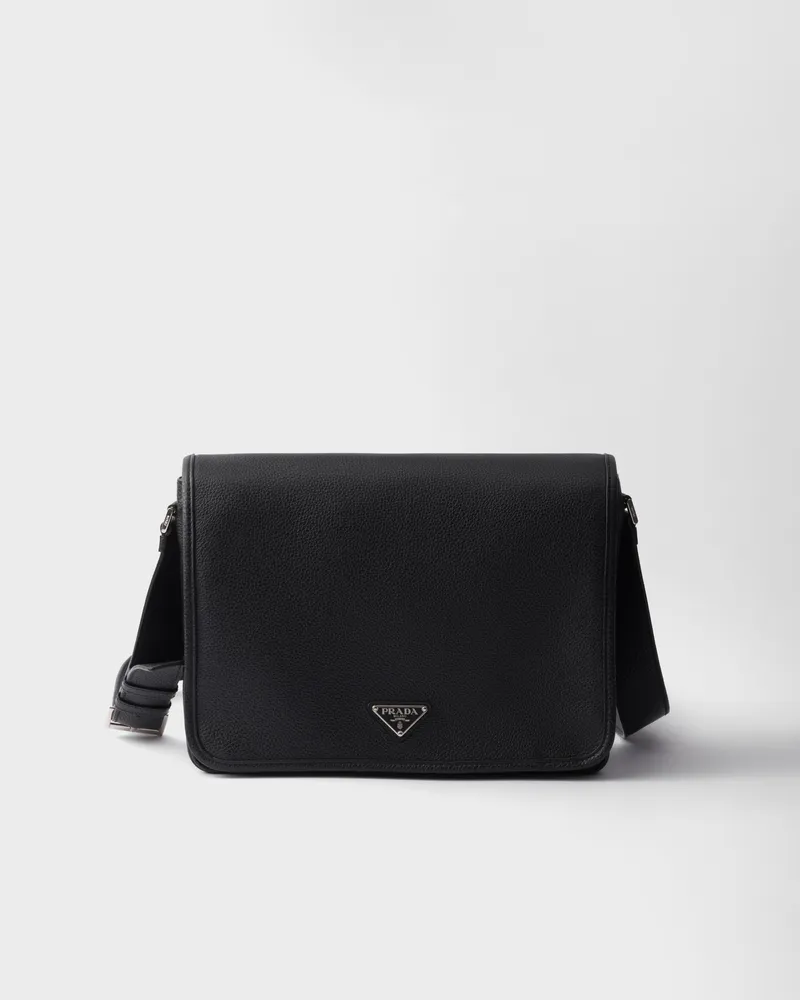 Prada Schultertasche aus Leder Schwarz