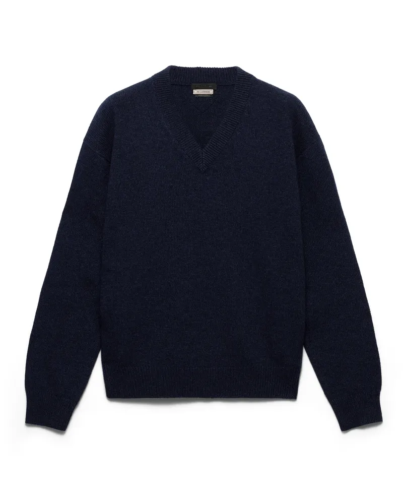 Prada Re-kaschmirpullover Mit V-ausschnitt, Herren, Indigoblau, Größe Indigoblau