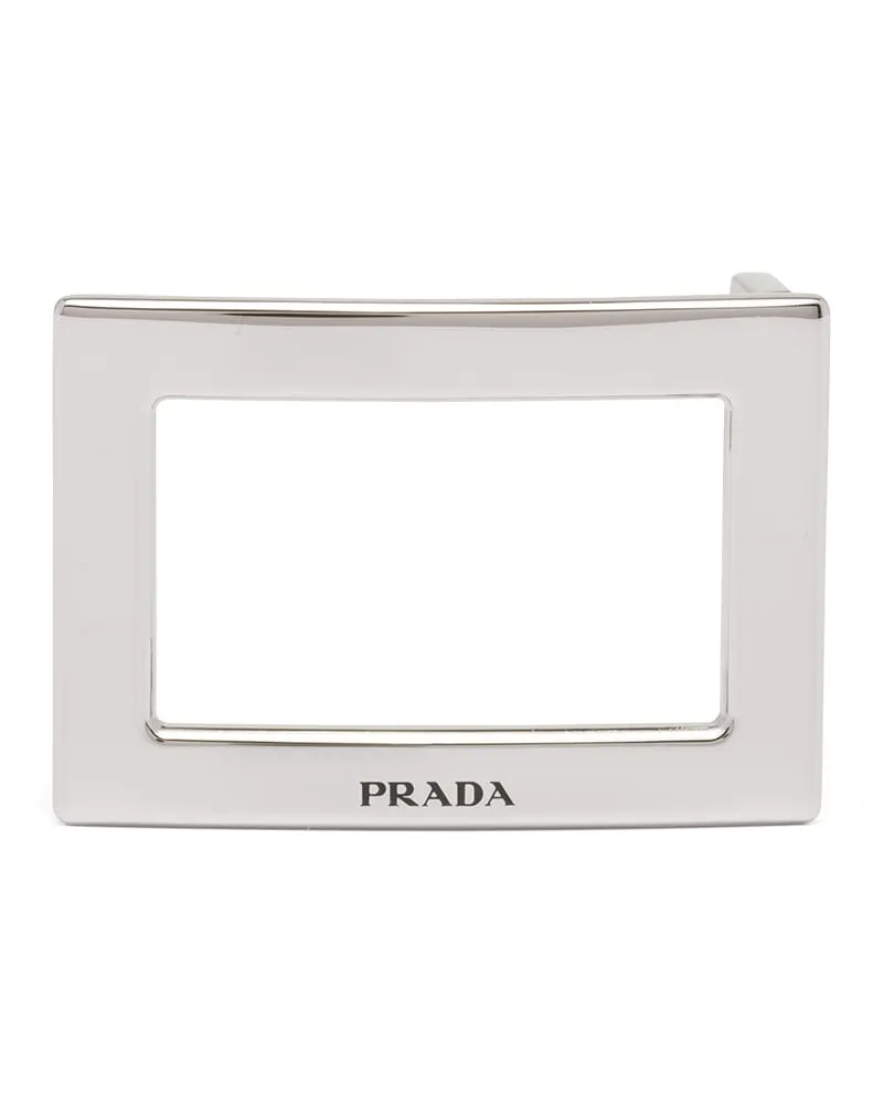 Prada Gürtelschließe Aus Metall, Herren, Glänzender Stahl Glänzender