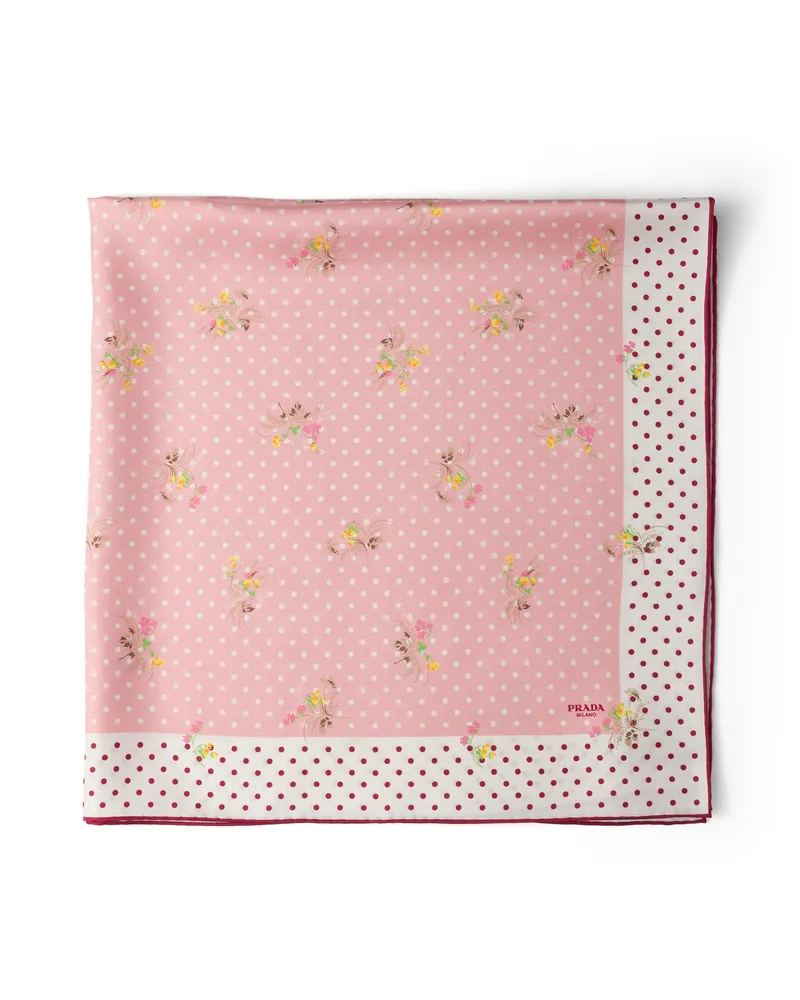 Prada Schal Aus Seiden-twill Mit Print 90 , Damen, Rosa/sand Rosa