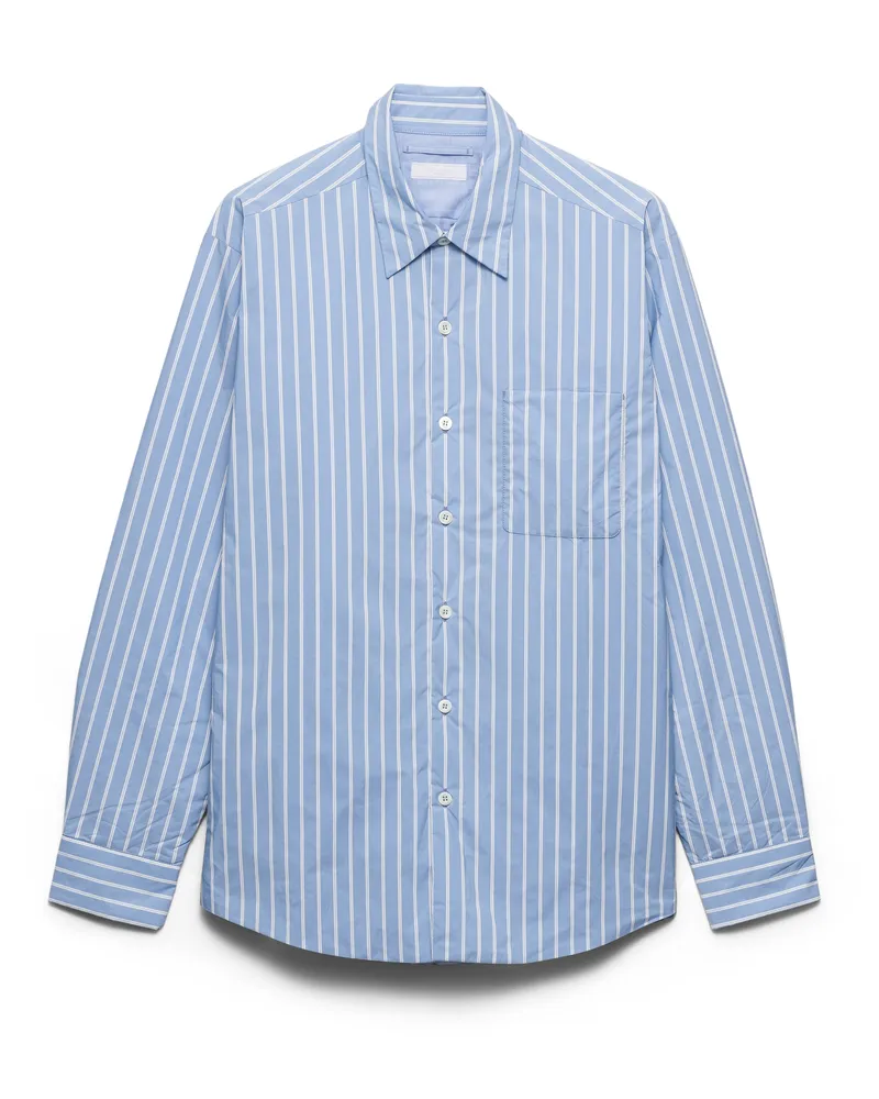 Prada Hemd Aus Re-nylon, Herren, Himmelblau/weiß, Größe Himmelblau
