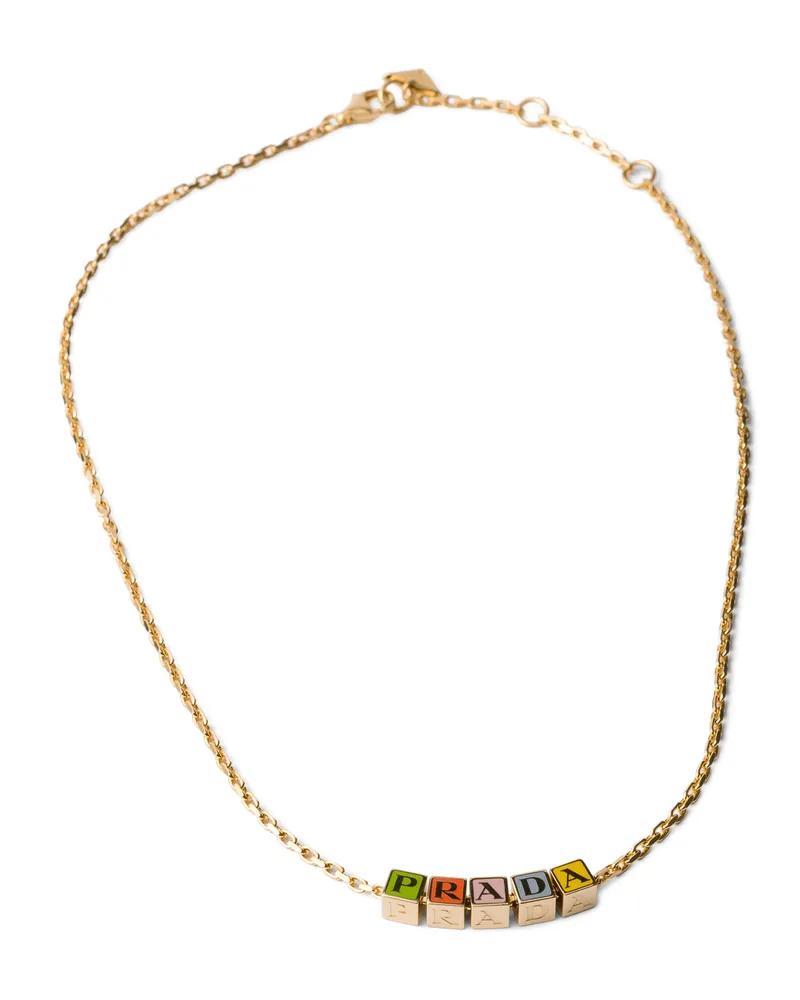 Prada Halskette Aus Metall, Damen, Gold/mehrfarbig Gold