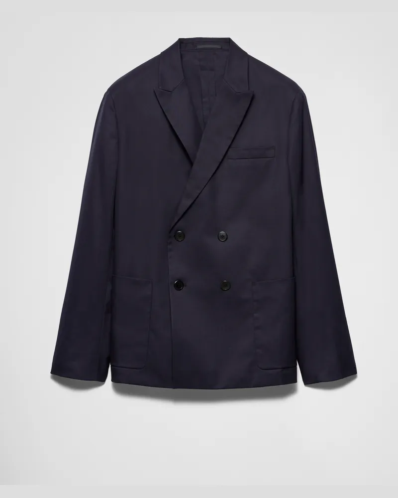 Prada Doppelreihige Jacke aus Baumwolle Blau