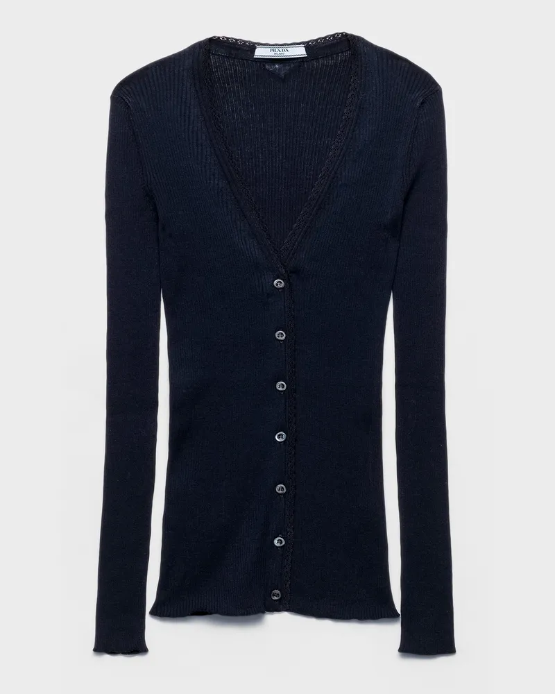 Prada Strickjacke aus Baumwolle Blau
