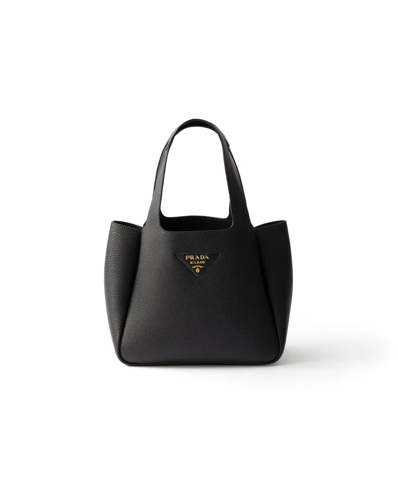 Prada Kleine Tote Bag Aus Leder, Damen, Schwarz Schwarz