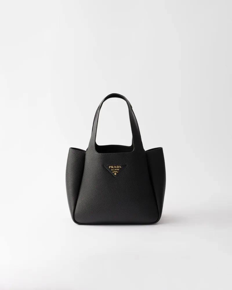 Prada Kleine Tote Bag aus Leder Schwarz