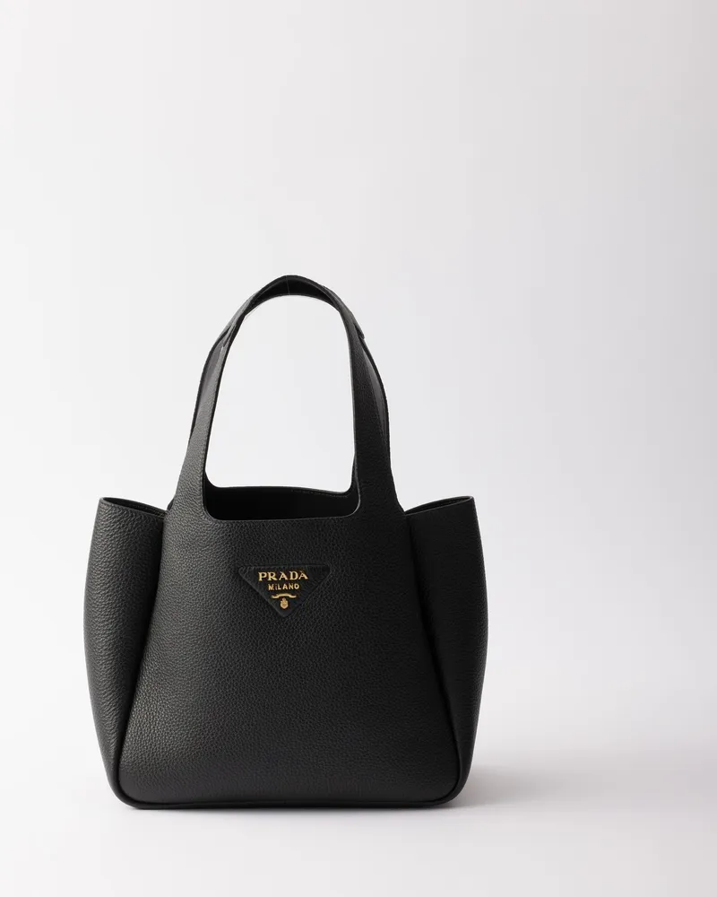 Prada Liaison Kleine Tote Bag Aus Leder, Damen, Schwarz Schwarz