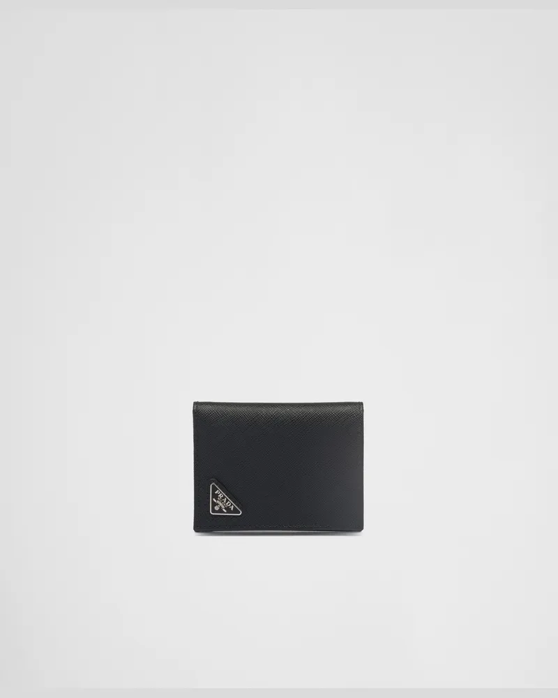 Prada Kleine Geldbörse aus Saffiano-Leder Schwarz