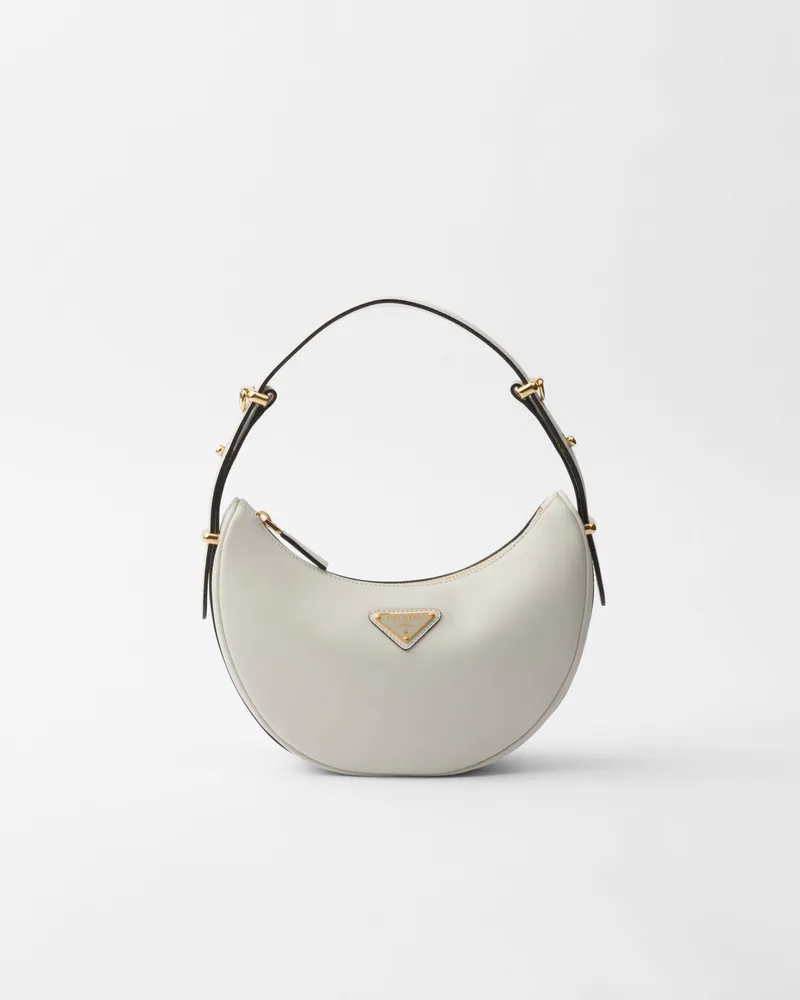 Prada Kleine  Arqué Schultertasche aus Leder Weiss