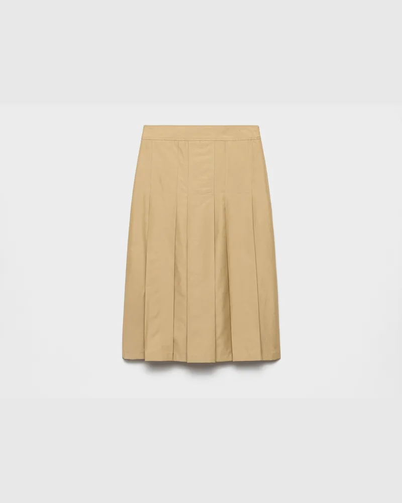 Prada Faltenrock aus Funktionsgewebe Korkbeige