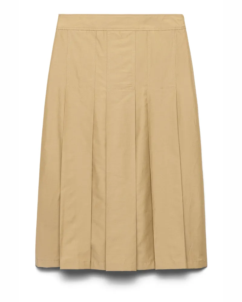 Prada Faltenrock Aus Funktionsgewebe, Damen, Korkbeige, Größe Korkbeige