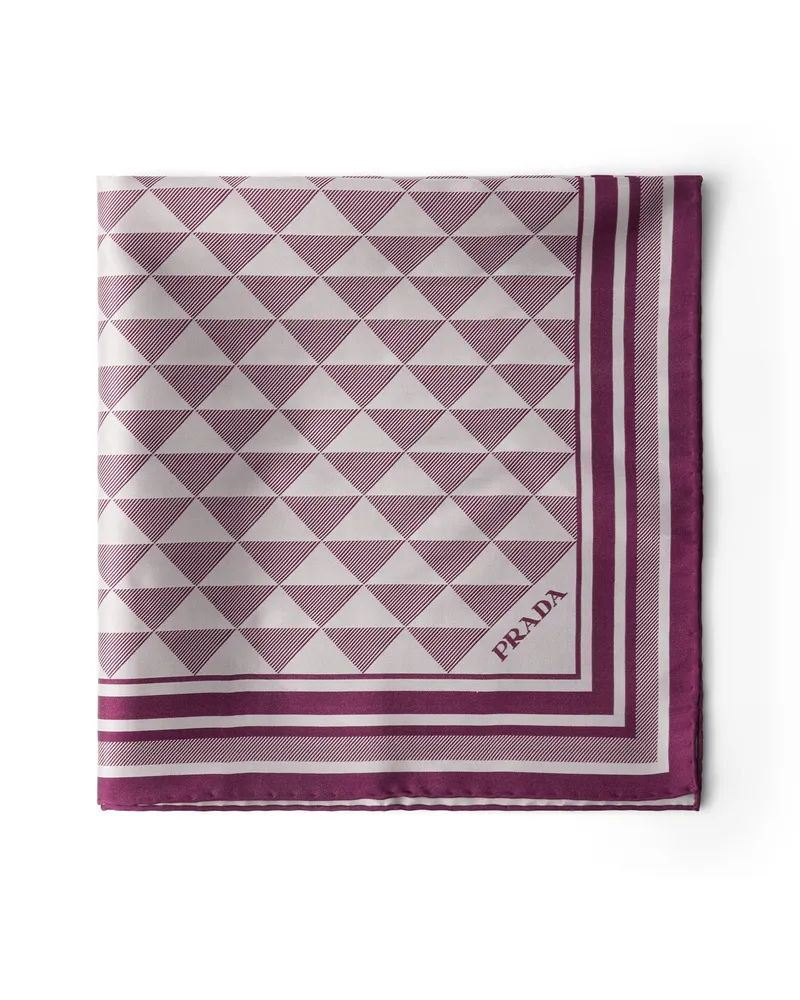 Prada Schal Aus Jacquard-seide 55x55, Damen, Malve Malve