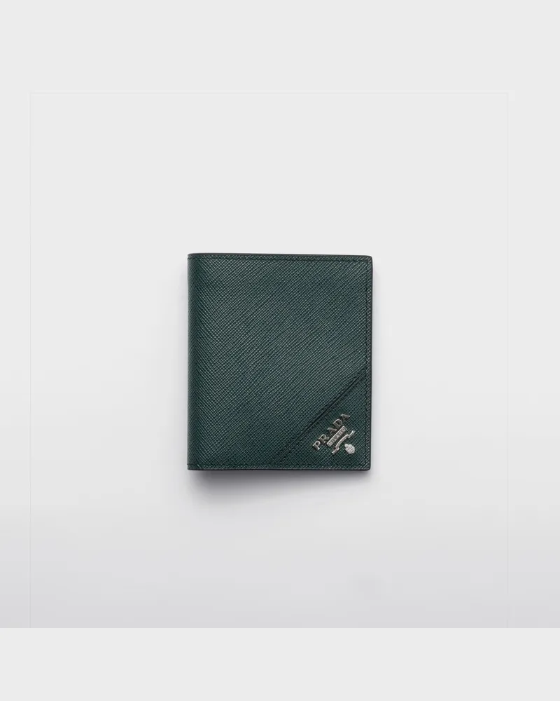 Prada Portemonnaie aus Saffiano Leder Smaragdgrün