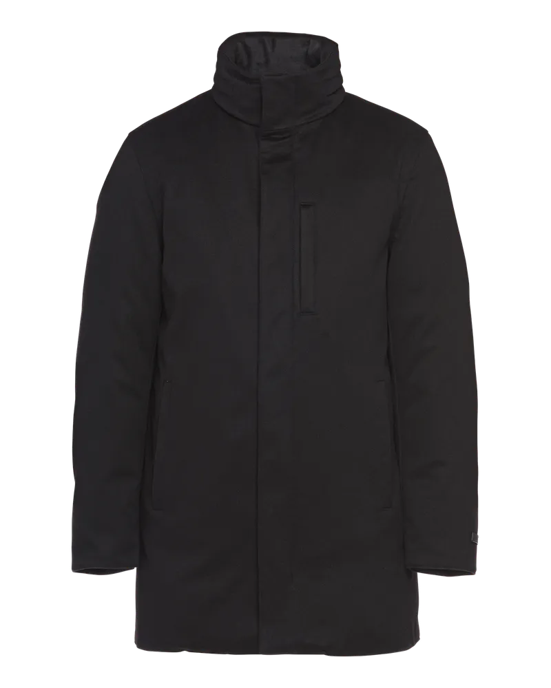 Prada Lange Steppjacke aus Kaschmir Schwarz