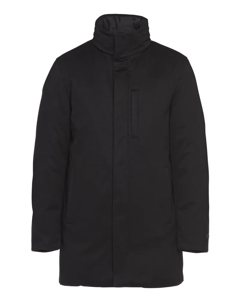 Prada Lange Steppjacke Aus Kaschmir, Herren, Schwarz, Größe Schwarz