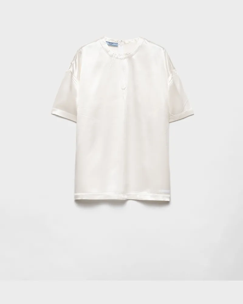 Prada Kurzärmliges Top aus Satin Weiss
