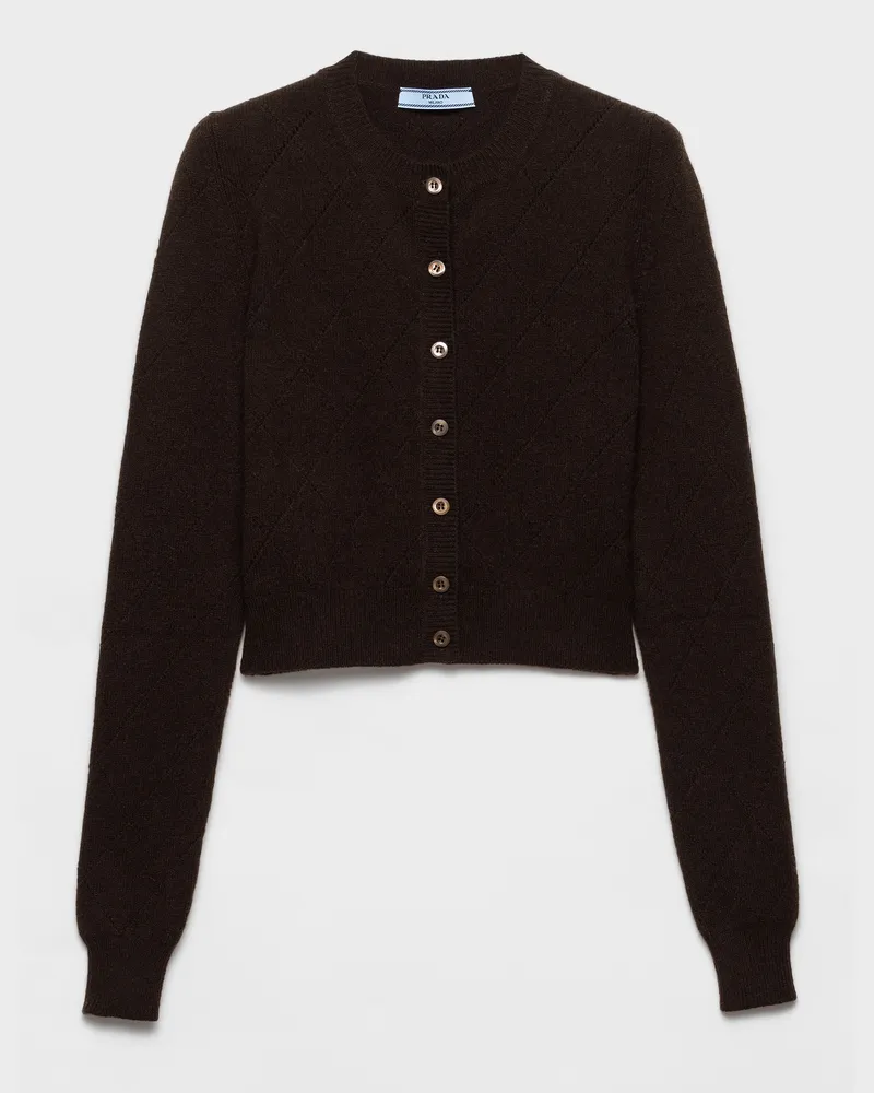 Prada Strickjacke aus Kaschmir Dunkelbraun