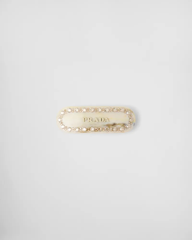 Prada Haarspange aus Plexiglas Elfenbein