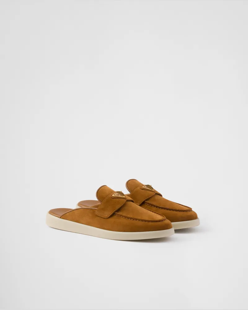 Prada Mules aus Wildleder Cognac