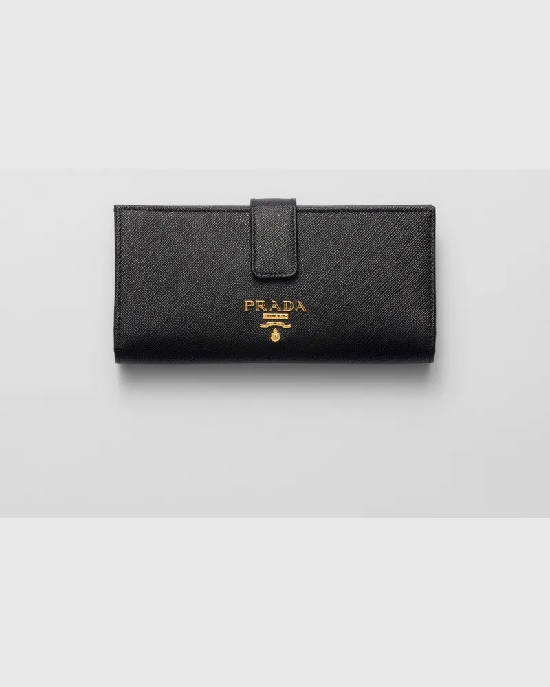 Prada Große Geldbörse aus Saffiano-Leder Schwarz