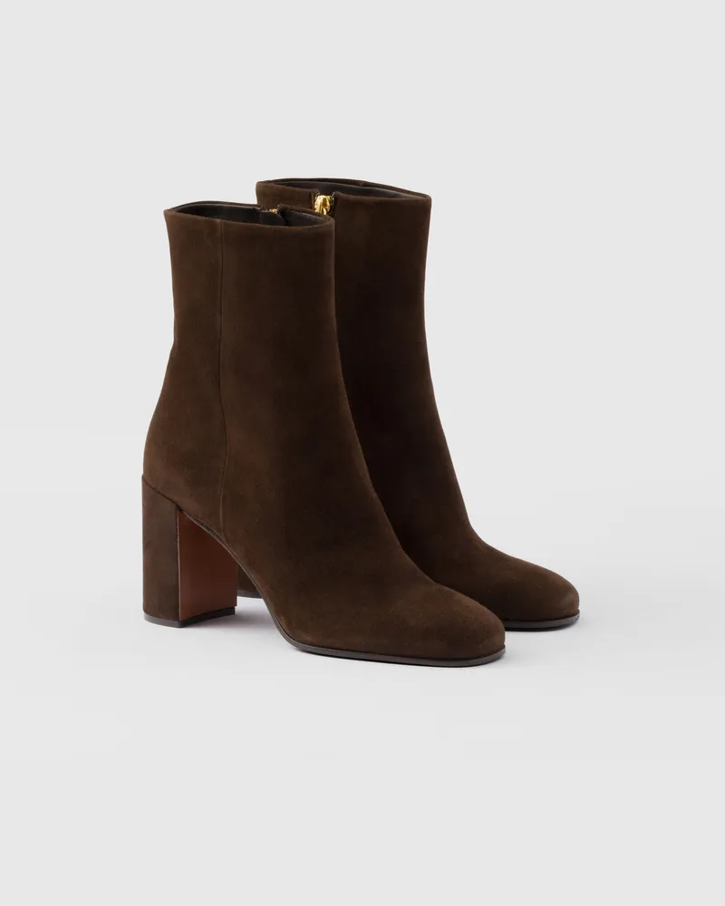 Prada Stiefeletten aus Wildleder Dunkelbraun
