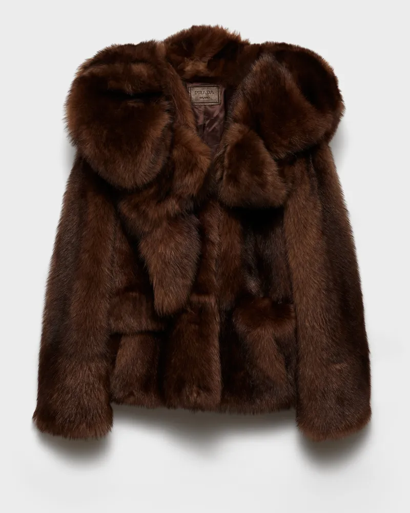 Prada Jacke aus Shearling Mahagoni