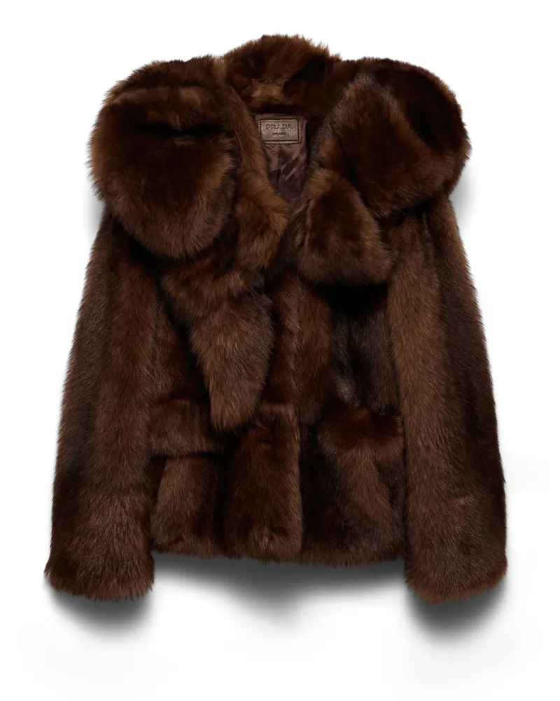 Prada Jacke Aus Shearling, Damen, Mahagoni, Größe Mahagoni