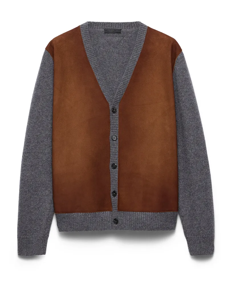 Prada Strickjacke Aus Wolle, Herren, Schiefergrau, Größe Schiefergrau