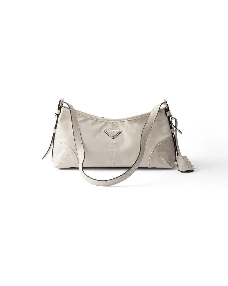 Prada Aimèe Medium Leather Shoulder Bag, Damen, Weiss Weiss