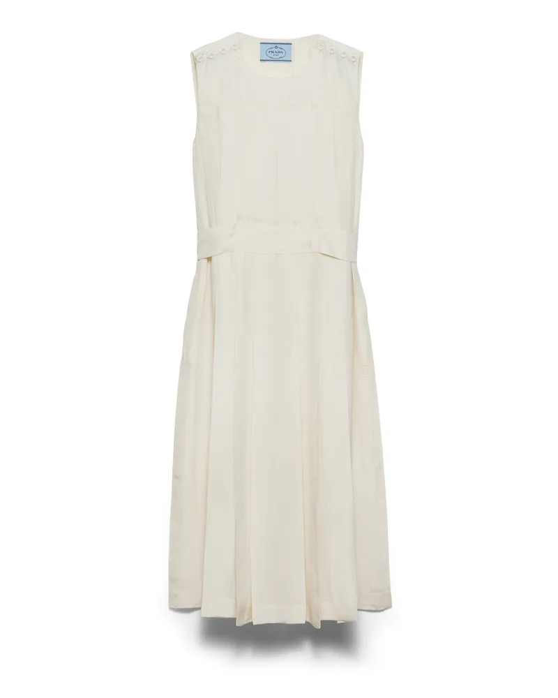 Prada Kleid Aus Pongé-seide, Damen, Elfenbein, Größe Elfenbein