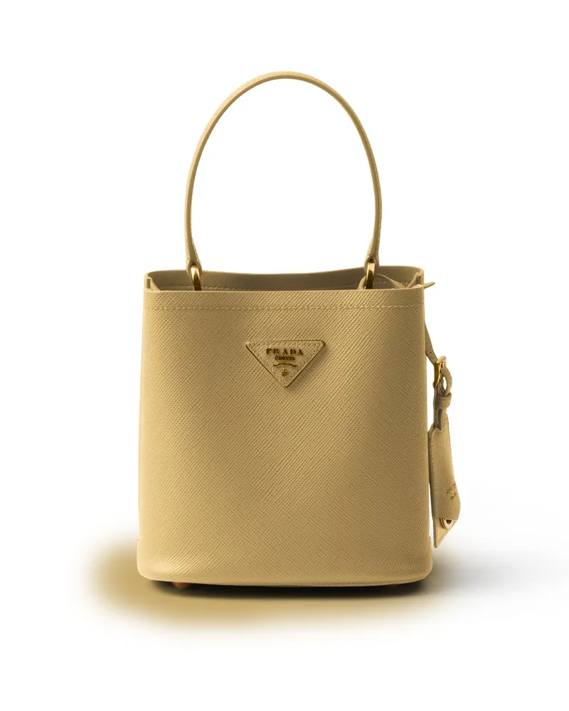 Prada Panier Mini Bag Aus Saffiano-leder, Damen, Vanille Vanille