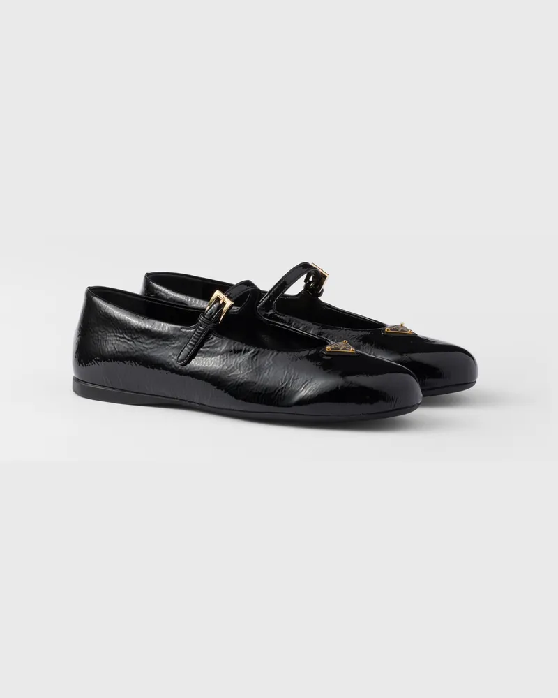 Prada Ballerinas Aus Aus Naplak-lackleder, Damen, Schwarz, Größe Schwarz