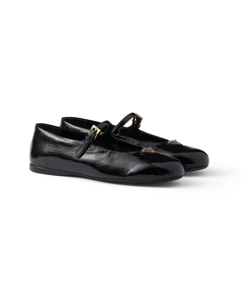Prada Ballerinas Aus Aus Naplak-lackleder, Damen, Schwarz, Größe Schwarz