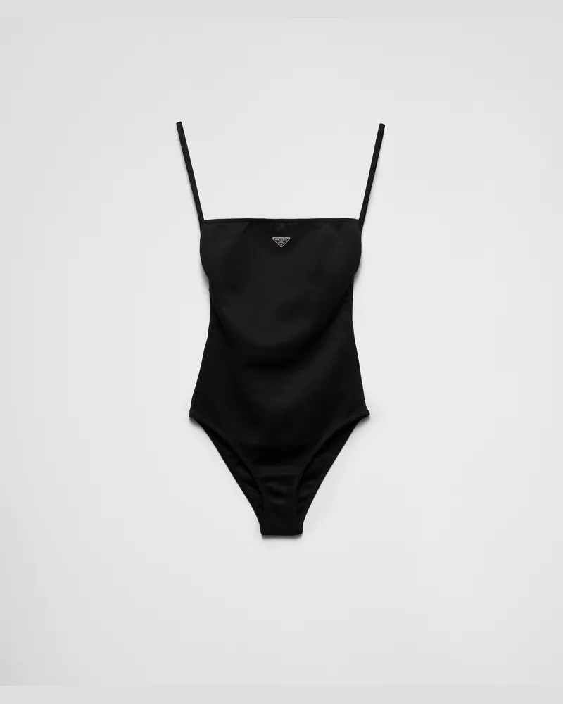 Prada Einteiliger Badeanzug aus Interlock-Strick Schwarz