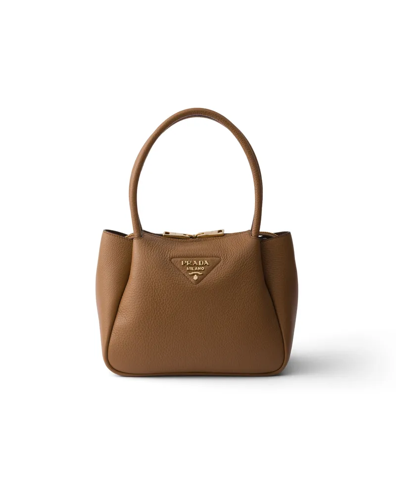 Prada Kleine Handtasche Aus Leder, Damen, Karamell Karamell