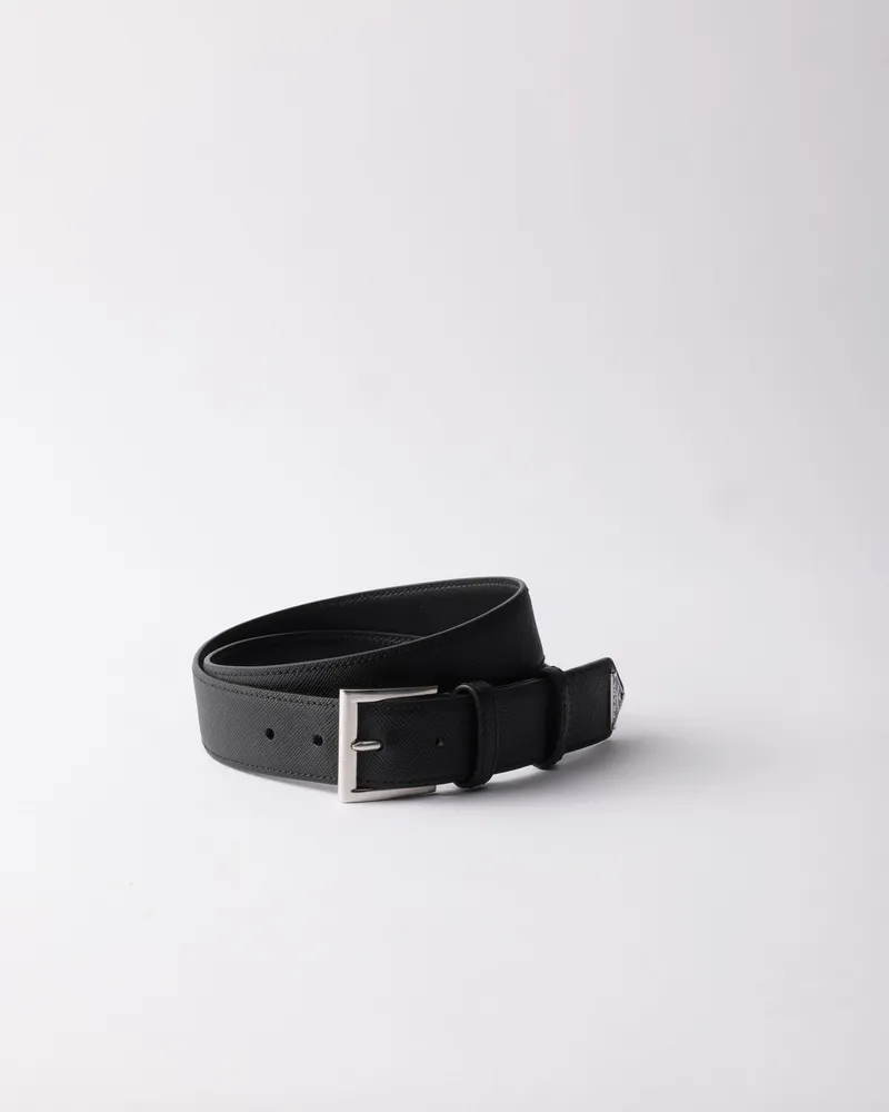 Prada Gürtel Aus Saffiano-leder, Herren, Schwarz, Größe Schwarz