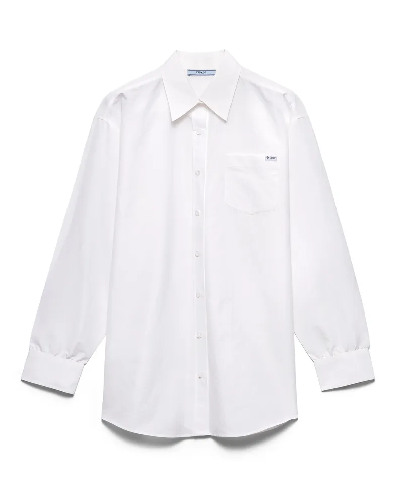 Prada Hemd Aus Leinen-musselin, Damen, Weiss, Größe Weiss