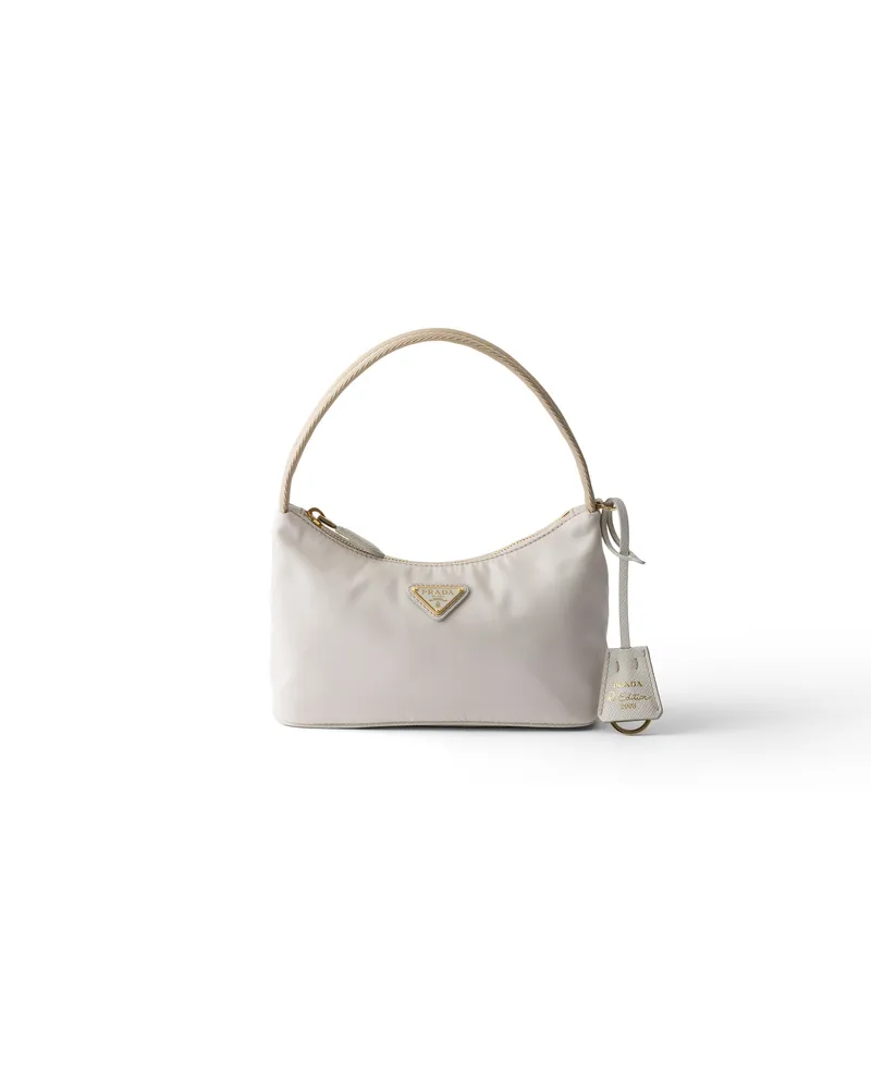 Prada Re-edition 2008 Mini Bag Aus Re-nylon, Damen, Kalkweiss Kalkweiss