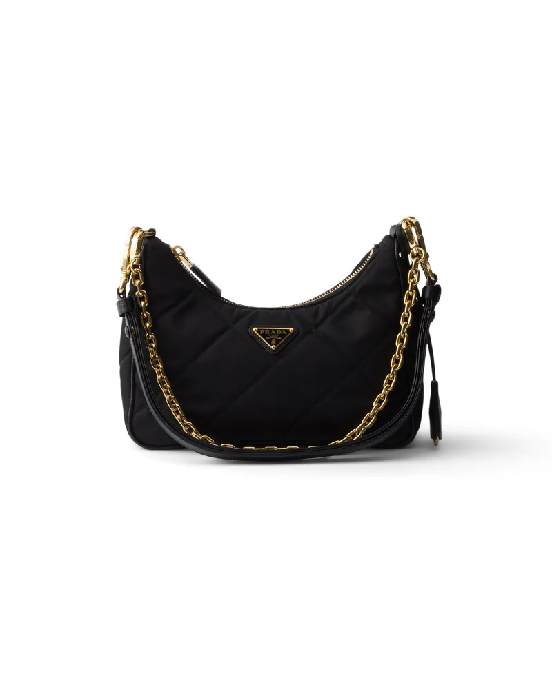 Prada Re-edition Mini Bag Aus Gestepptem Re-nylon, Damen, Schwarz Schwarz