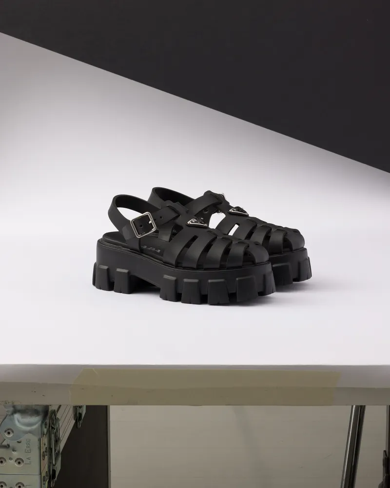 Prada Monolith Sandalen Aus Schaumgummi, Damen, Schwarz, Größe Schwarz