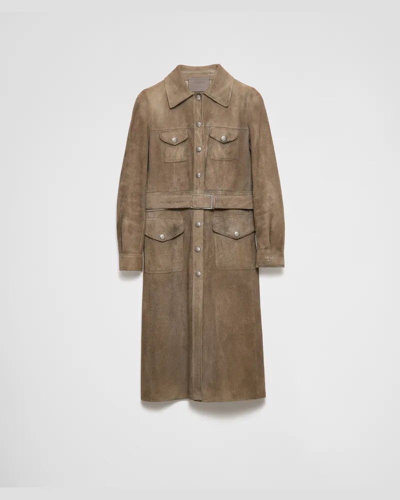 Prada Mantel aus Wildleder Grau