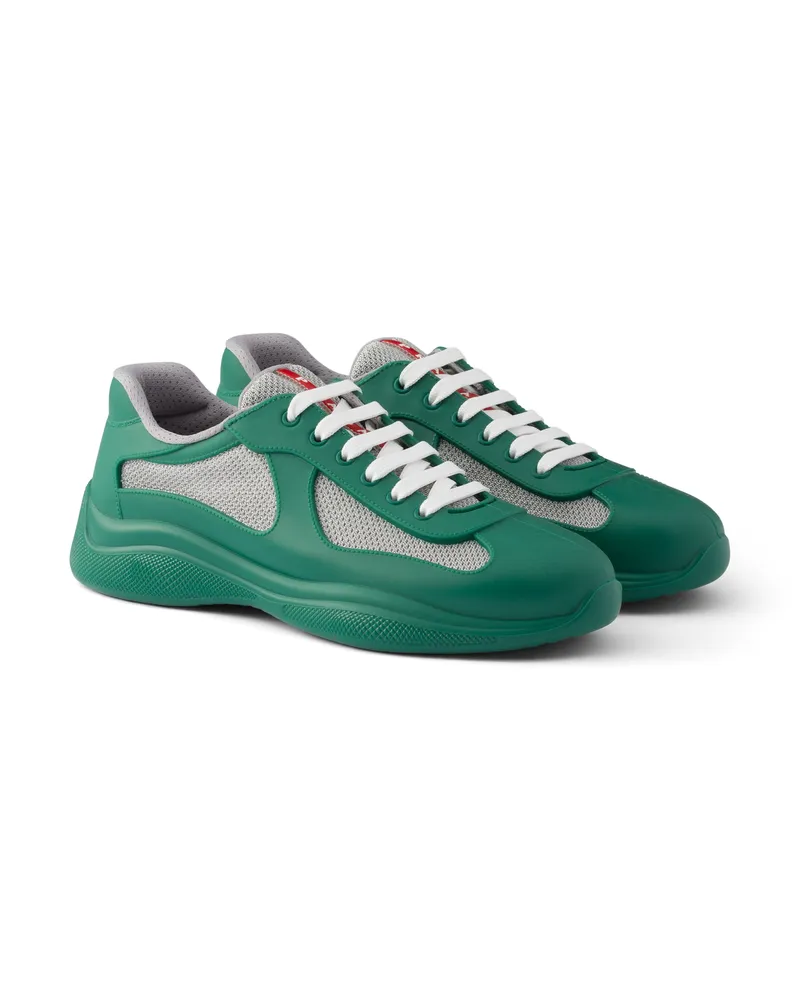 Prada America’s Cup Sneaker Aus Weichem Gummi Und Bike-gewebe, Herren, Billiardgrün, Größe Billiardgrün