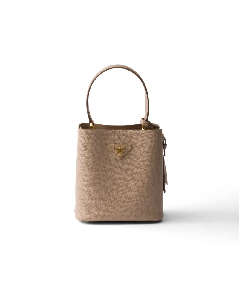 Prada Panier Mini Bag Aus Saffiano-leder, Damen, Cameo Cameo