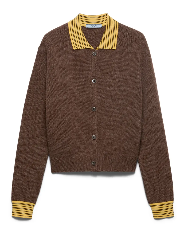 Prada Strickjacke Aus Kaschmir, Damen, Kakaobraun, Größe Kakaobraun