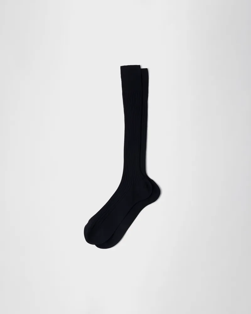 Prada Wadenlange Socken Marineblau