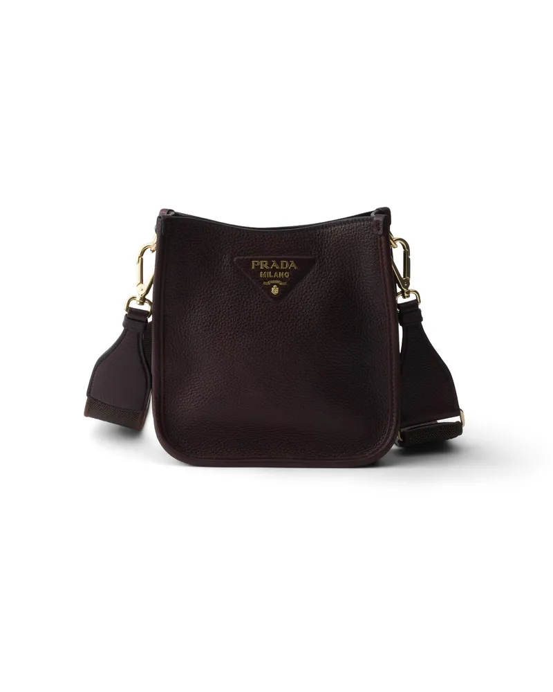 Prada Mini-schultertasche Aus Leder, Damen, Dunkelbraun Dunkelbraun