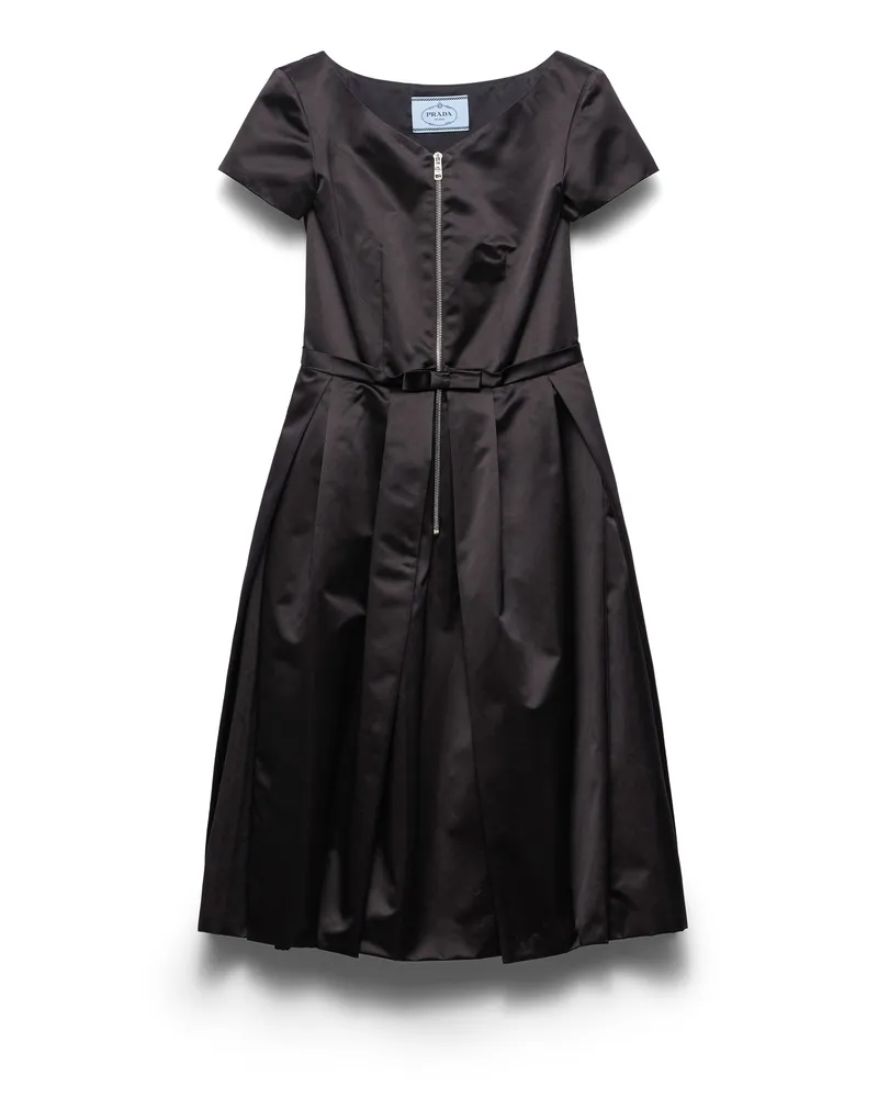 Prada Kleid Aus Duchesse-seide, Damen, Schwarz, Größe Schwarz