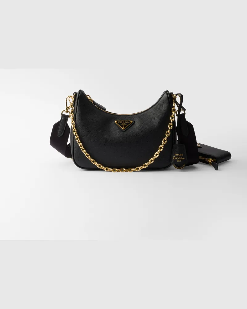 Prada Re-Edition 2005 Tasche aus Saffiano-Leder Schwarz