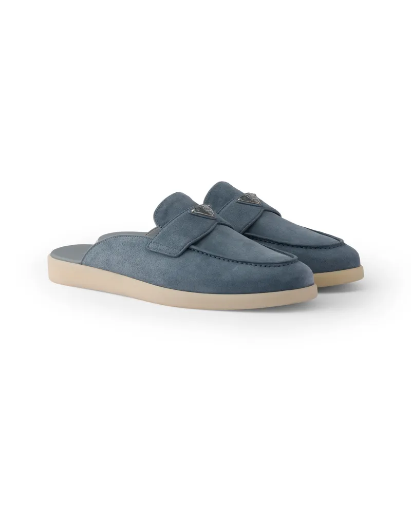 Prada Mules Aus Wildleder, Herren, Denim, Größe 11 Denim